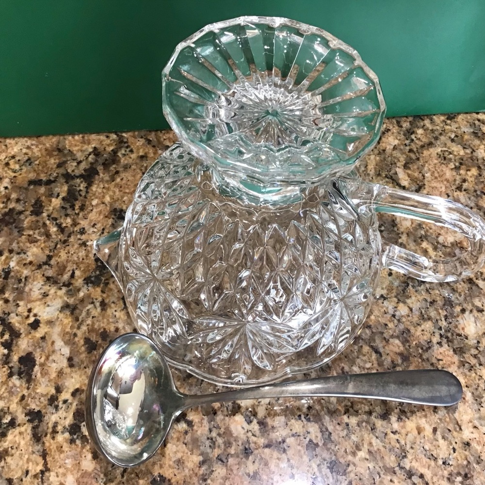 Shannon Crystal Gravy boat with silver plated ladle - Picture 6 of 8